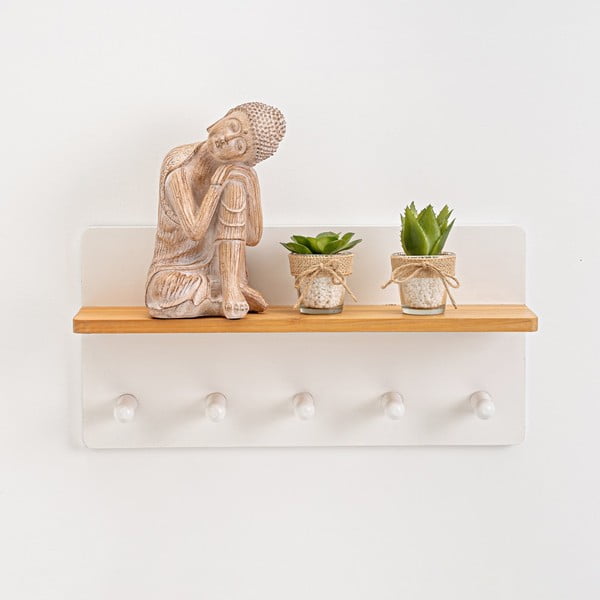 Bel stenski obešalnik s polico – Casa Selección-image-1