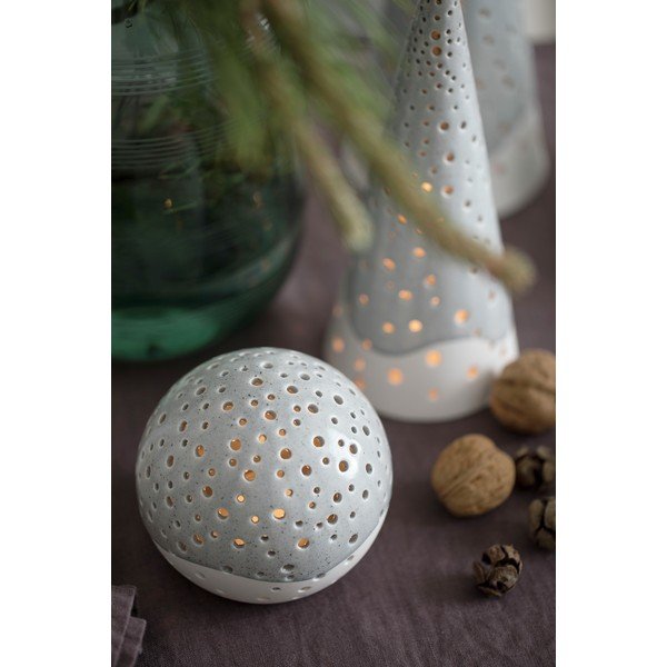 Božični svečnik iz sivega kostnega porcelana Kähler Design Nobili, ⌀ 14 cm-image-1