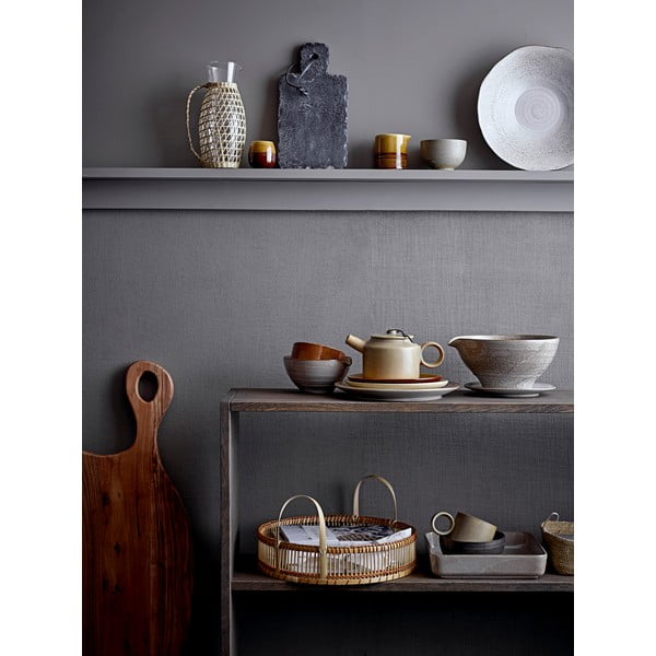 Sivo-bela lončena servirna skleda Bloomingville Thea, ø 24,5 cm-image-3