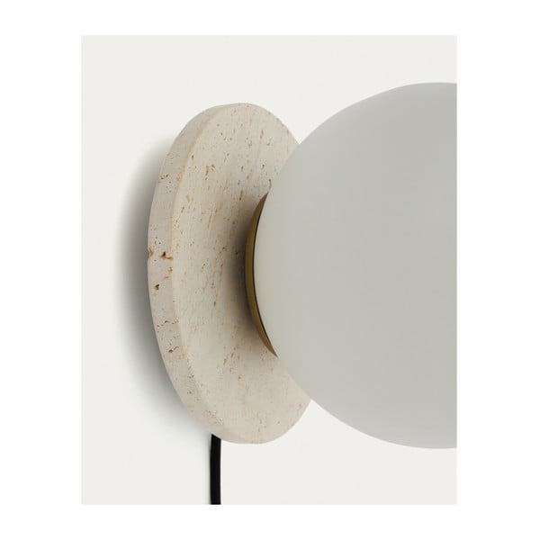 Bela/kremno bela marmorna stenska svetilka ø 20 cm Malachi – Kave Home-image-3