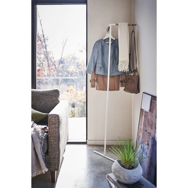 Belo kovinsko stensko stojalo za oblačila Tower – YAMAZAKI-image-1