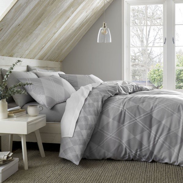 Siva posteljnina 135x200 cm Argyle - Catherine Lansfield-image-1