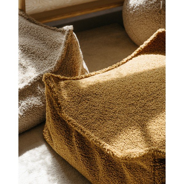 Rjava otroška vreča za sedenje iz tkanine bouclé Square – Wigiwama-image-2