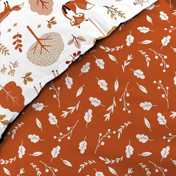 Enojna bombažna otroška posteljnina v beli barvi in barvi terakote 140x200 cm Roxy – douceur d'intérieur-image-3