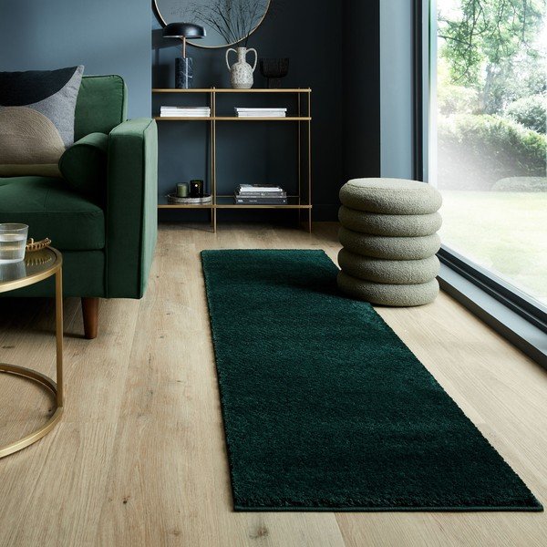 Temno zelen tekač iz recikliranih vlaken 60x230 cm Sheen – Flair Rugs-image-1