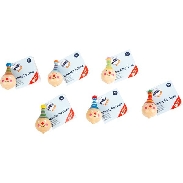 Set 6 lesenih vrtavk v obliki klovna Legler-image-3