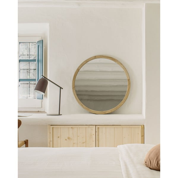 Stensko ogledalo z lesenim okvirjem ø 100 cm Alum – Kave Home-image-2