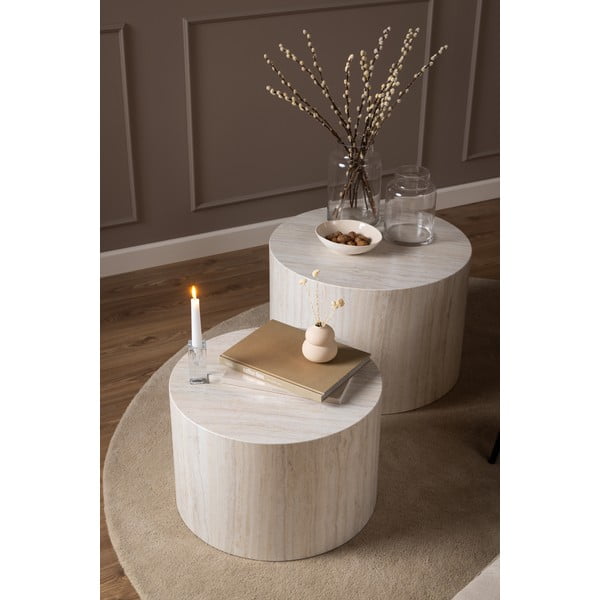 Bež okrogle mizice v kamnitem dekorju v kompletu 2 ks ø 58 cm Dice – Actona-image-1