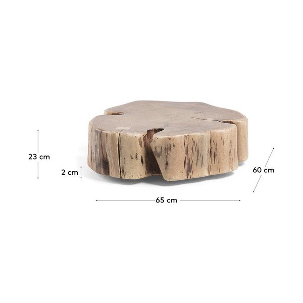 Okrogla mizica iz masivne akacije v naravni barvi 60x65 cm Essi – Kave Home-image-3