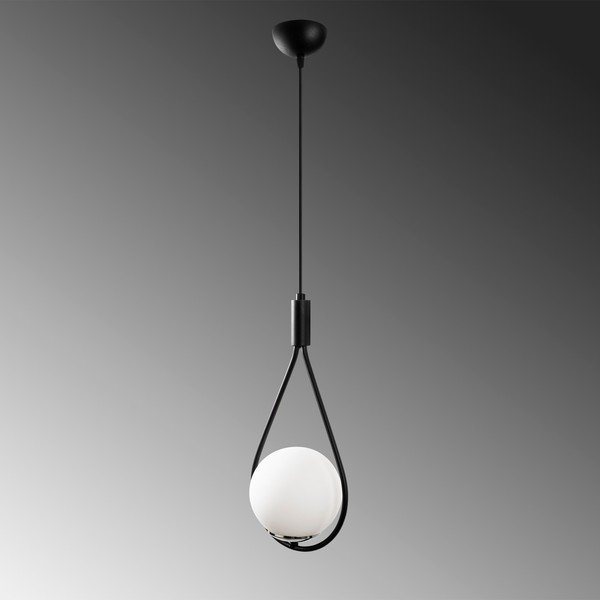 Črna/bela viseča svetilka s steklenim senčilom Mudoni – Opviq lights-image-3