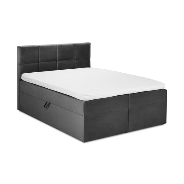 Temno siva žametna zakonska postelja Mazzini Beds Mimicry, 160 x 200 cm