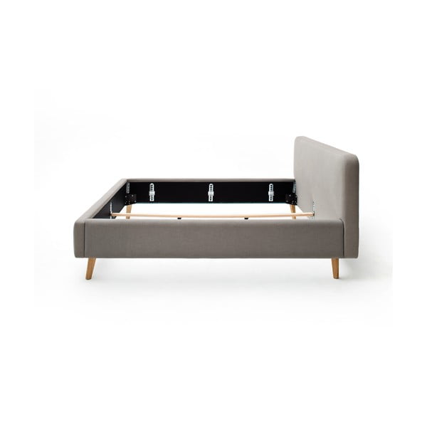 Sivorjava oblazinjena zakonska postelja brez letvenega dna 180x200 cm Mattis – Meise Möbel-image-3