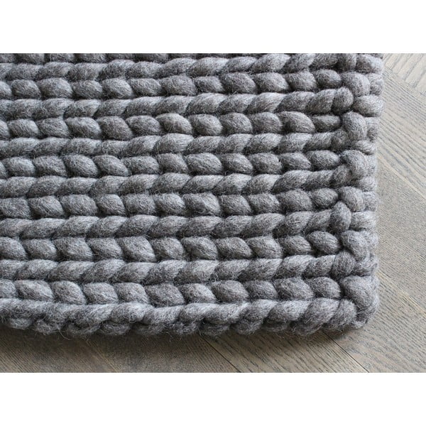 Orehovo rjava pletena volnena preproga Wooldot Ball Rugs, 170 x 240 cm-image-1