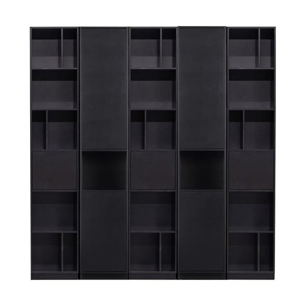 Črna modularna knjižna polica iz masivnega bora 200x210 cm Finca – WOOOD
