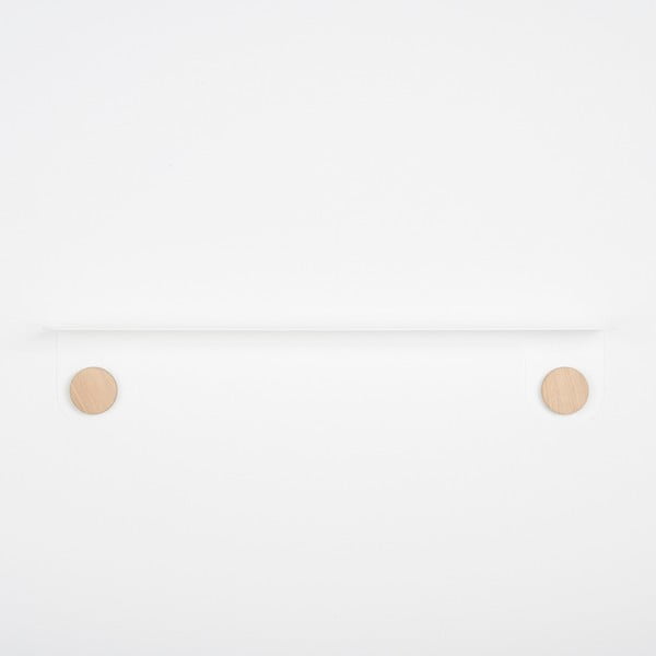 Bela stenska polica iz jekla z detajli iz hrastovega lesa z 2 kavljema Gazzda Hook, dolžina 70 cm-image-2