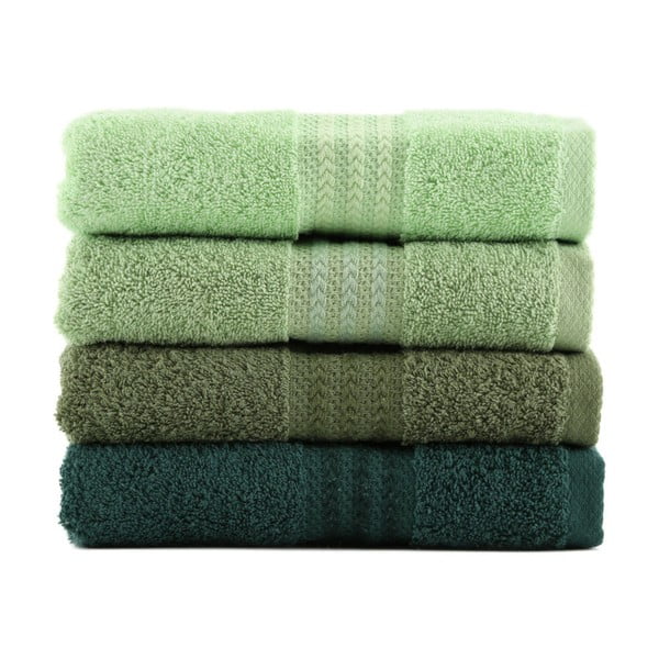 Komplet 4 zelenih bombažnih brisač Foutastic, 50 x 90 cm