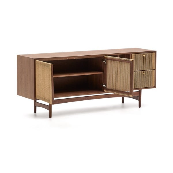 Rjava nizka komoda v orehovem dekorju 180x73 cm Elan – Kave Home-image-3
