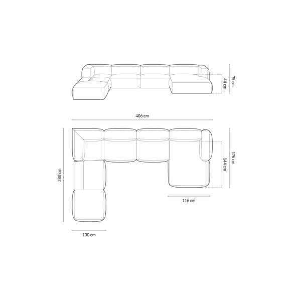 Zelena kotna sedežna garnitura (levi kot/v obliki črke "U") Martina – Micadoni Home-image-4