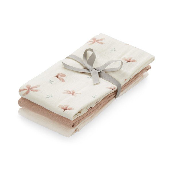 Plenice v kompletu 3 ks iz organskega bombaža 70x70 cm Windflower Creme, Dusty Rose, Powder – Cam Cam Copenhagen
