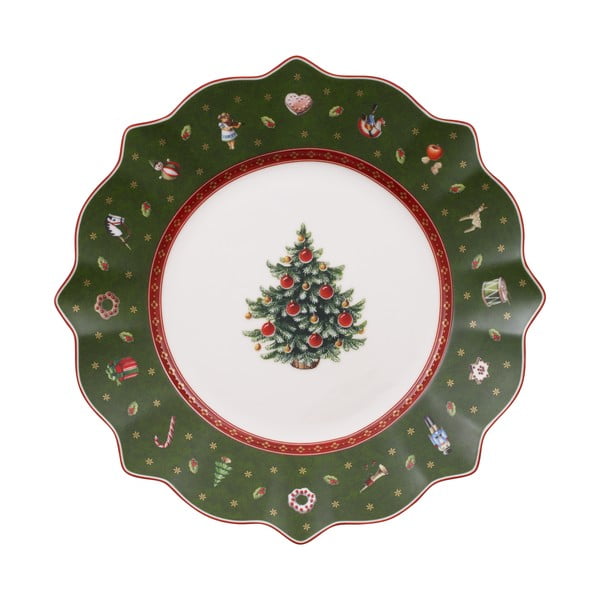 Zelen porcelanast krožnik z božičnim motivom Villeroy&Boch, ø 24 cm