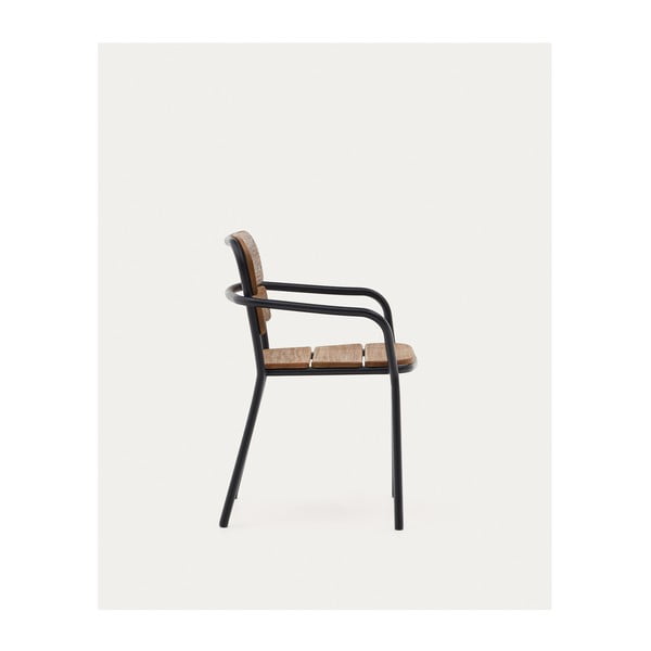 Črno-rjav vrtni stol iz masivnega lesa in kovine Algueret – Kave Home-image-1