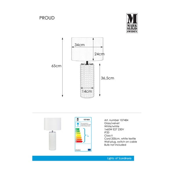 Bela namizna svetilka Markslöjd Proud, ø 34 cm-image-2