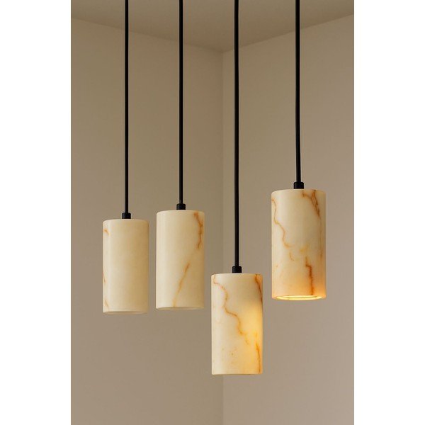 Kremno bela viseča svetilka z marmornim senčilom ø 6,5 cm Selma – Opviq lights-image-1
