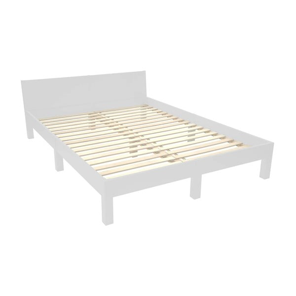 Svetlo siva zakonska postelja iz bukovega lesa z letvenim dnom 140x200 cm Dabi - Ragaba