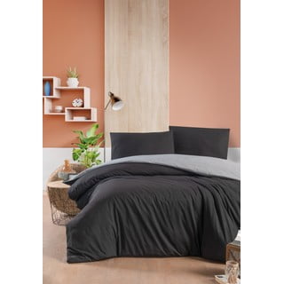 Črno-siva bombažna podaljšana posteljnina za zakonsko posteljo z rjuho 200x220 cm - Mila Home