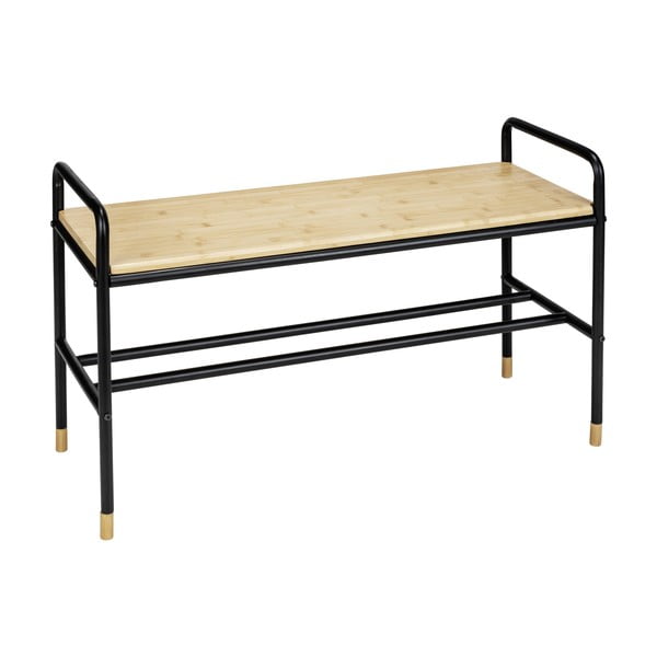 Črna/naravna kovinska omarica za čevlje s klopjo Loft – Wenko