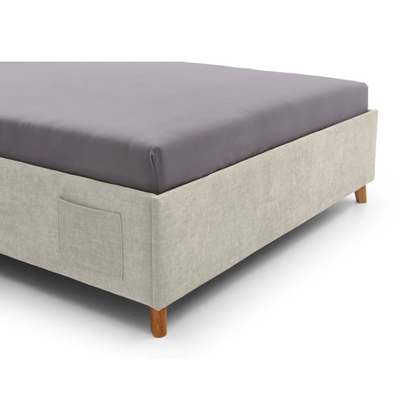 Bež oblazinjena otroška postelja s prostorom za shranjevanje z letvenim dnom 140x200 cm Fun – Meise Möbel-image-1