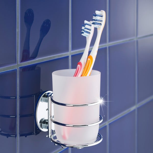 Bel lonček za zobne ščetke iz nerjavečega jekla z namestitvijo brez vrtanja – Wenko-image-1