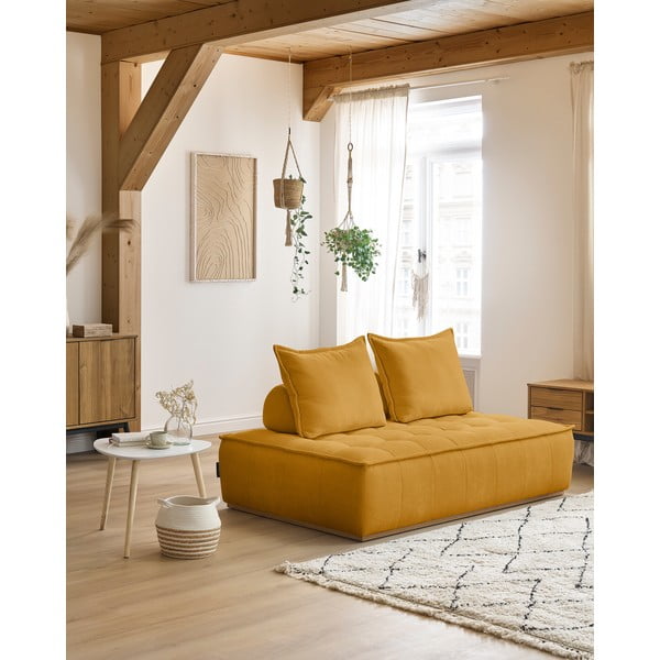 Gorčično rumena sedežna garnitura iz šenilje 175 cm Elisa – Bobochic Paris-image-1