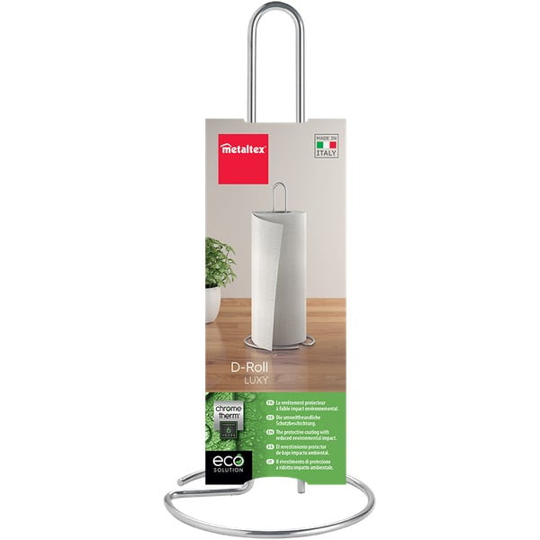 Jekleno stojalo za papirnate brisače v sijajno srebrni barvi ø 14 cm Luxy – Metaltex-image-2