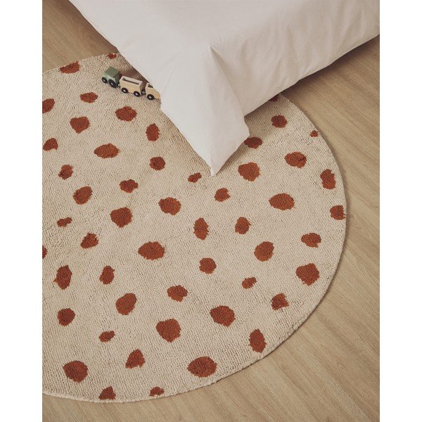 Kremno bela pralna/ročno tkana bombažna otroška preproga ø100 cm Tandani – Kave Home-image-1