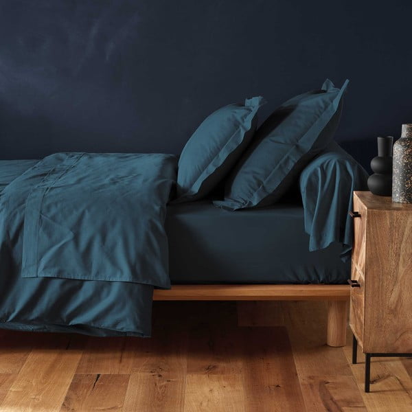 Modra napenjalna bombažna rjuha 160x200 cm Lina – douceur d'intérieur-image-1