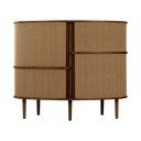 Rjava/svetlo rjava omarica v hrastovem dekorju z drsnimi vrati 120x100x50 cm Audacious – UMAGE