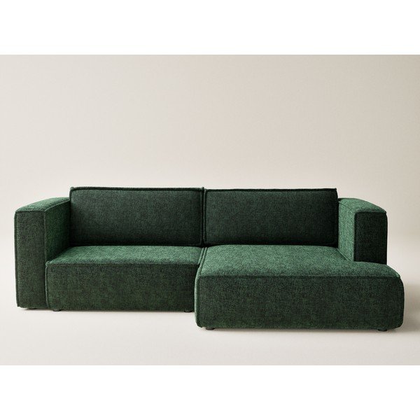 Temno zelena raztegljiva/s prostorom za shranjevanje kotna sedežna garnitura iz šenilje (desni kot/z ležalnikom) Velto – Maison de Rêve-image-2