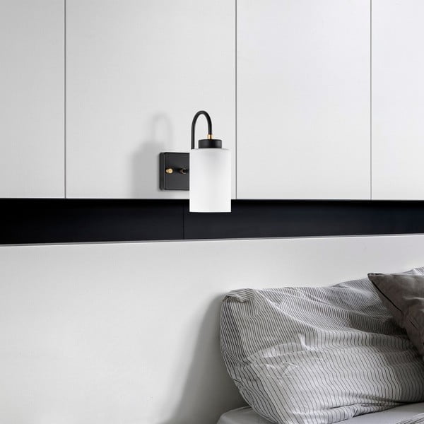 Črno-bela stenska svetilka ø 10 cm Duzsuz – Opviq lights-image-1