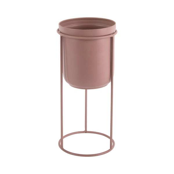 Svetlo roza kovinski talni sadilnik PT LIVING Tub, višina 27 cm