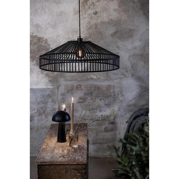 Črna viseča svetilka z bambusovim senčilom ø 70 cm Tapa – Markslöjd-image-1