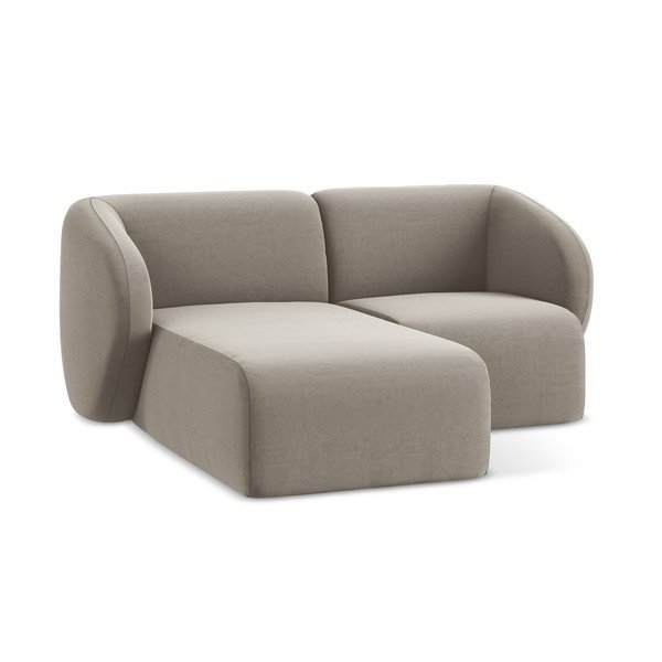 Svetlo rjava žametna kotna sedežna garnitura (levi kot/z ležalnikom) Lani – Makamii-image-4