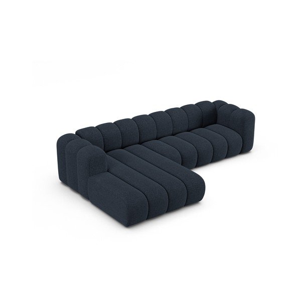 Temno modra kotna sedežna garnitura iz šenilje (levi kot/z ležalnikom) Lupine – Micadoni -image-2