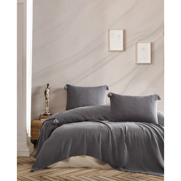 Temno siv komplet prešitega posteljnega pregrinjala in prevlek za vzglavnike za zakonsko posteljo 220x240 cm Costa - Mijolnir