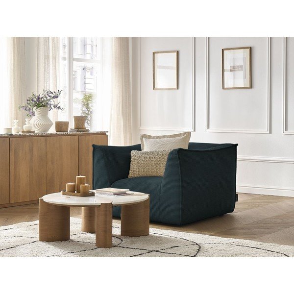 Temno moder fotelj iz rebrastega žameta Giorgia – Bobochic Paris-image-4