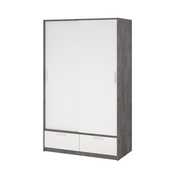Bela/siva garderobna omara z drsnimi vrati 121x200 cm Line – Tvilum