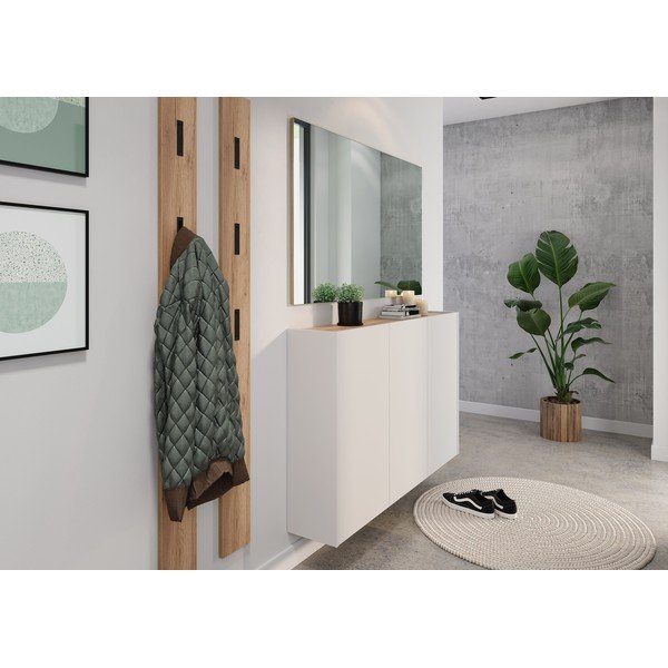 Kremno bela omarica v hrastovem dekorju 138x87x25 cm Libbiano – Germania-image-1