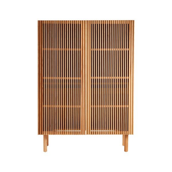 Omarica v jesenovem dekorju z luknjo za kable v naravni barvi 100x140x45 cm Sion – Jotex