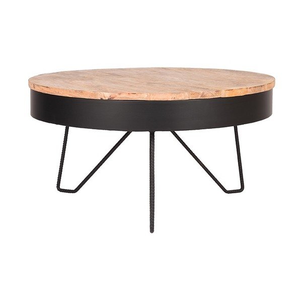 Črna klubska mizica za kavo s ploščo iz mangovega lesa LABEL51 Saran, ⌀ 80 cm-image-2