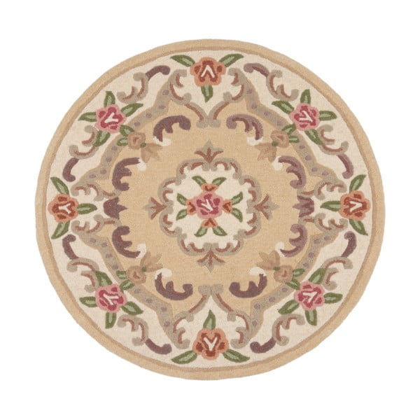 Bež volnena preproga Flair Rugs Aubusson, ⌀ 120 cm